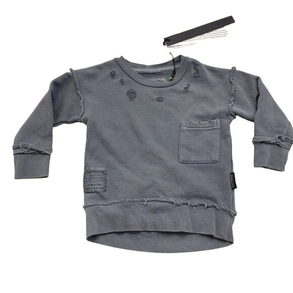 Nununu Distressed Sweat Shirt in Gray - Picture 1 of 2
